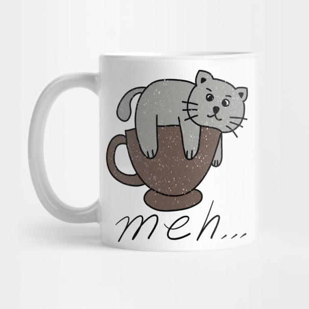 Meh Cat, Bored Cat on a cup by PlantsAndCats